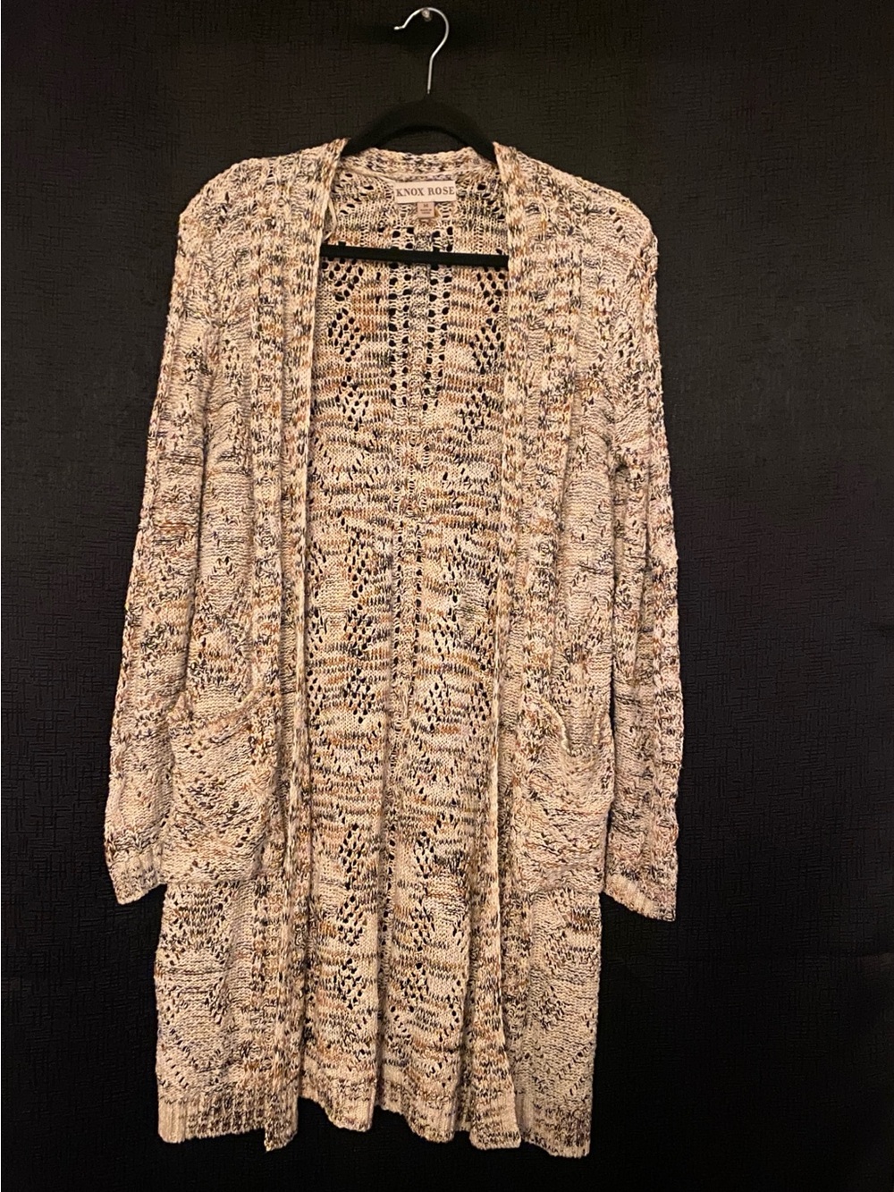 Knox Rose - Open Front Marble Cardigan with pockets size medium